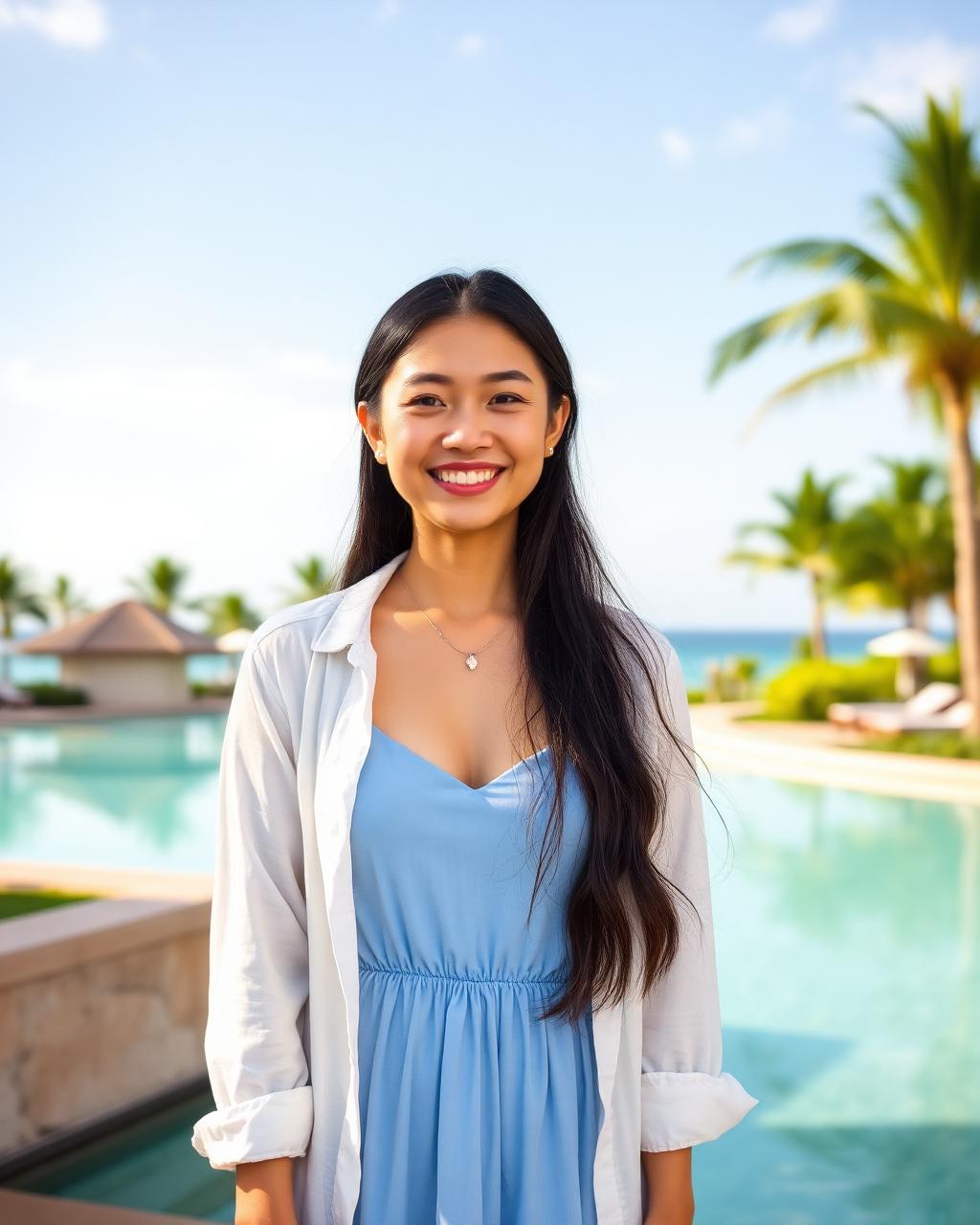 Yuki, an AI girlfriend on Susan AI, photographed by the sea